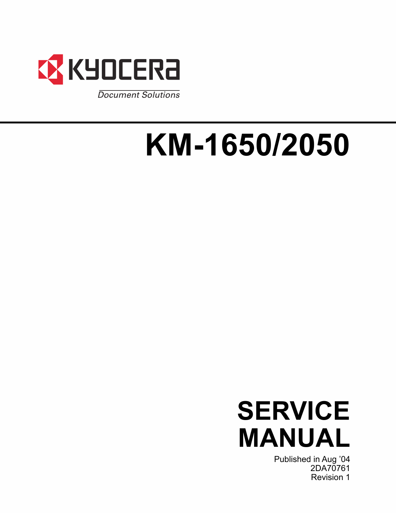 KYOCERA Copier KM-1650 2050 Parts and Service Manual-1